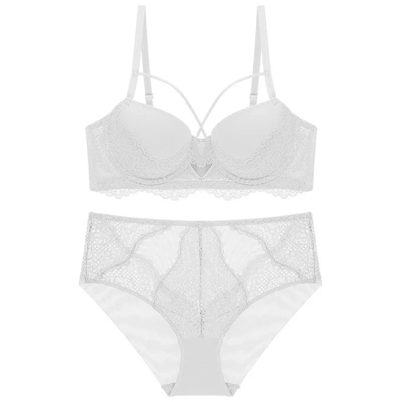 Women’s Lace Bra and Panty Set – Hollow-Out Sexy Lingerie, French Style - LunaStore