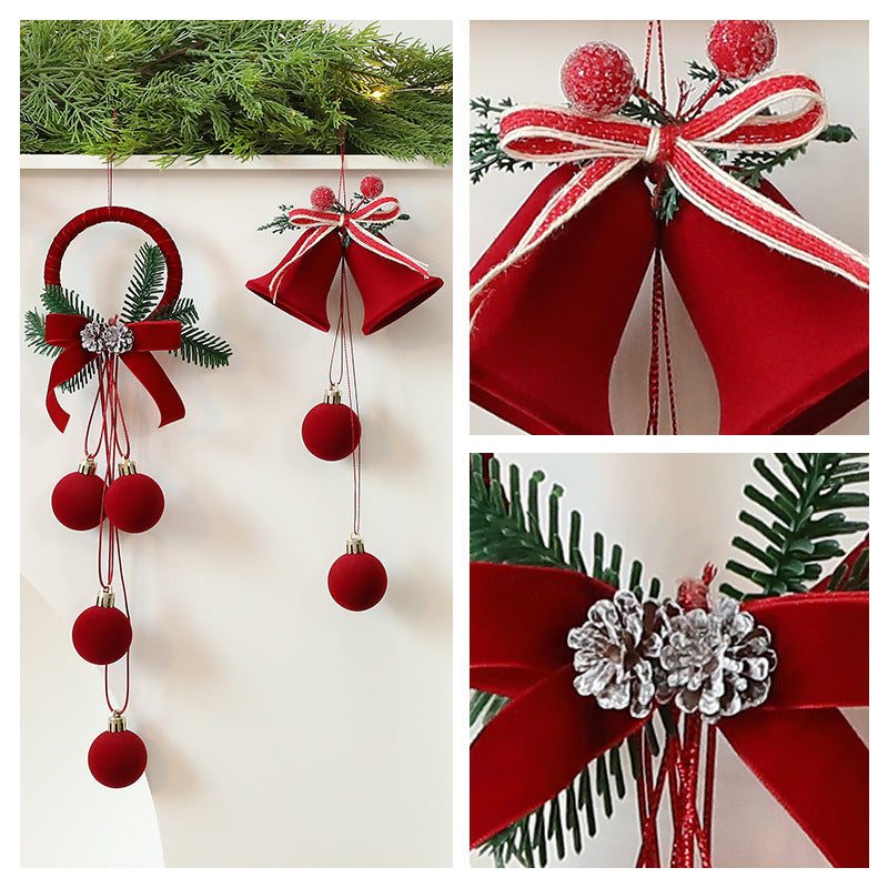 Luxe Flocked Christmas Ornaments – Scandinavian-Inspired Holiday Décor in Wine Red