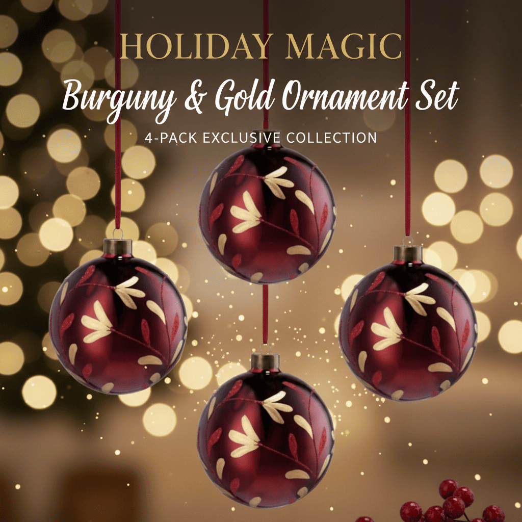 Heirloom Glass Christmas Ornaments – 4-Piece Luxury Ball Collection in Red
