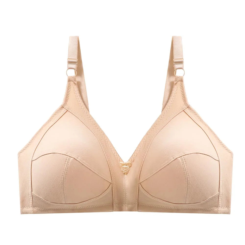 Beige bra on a white background