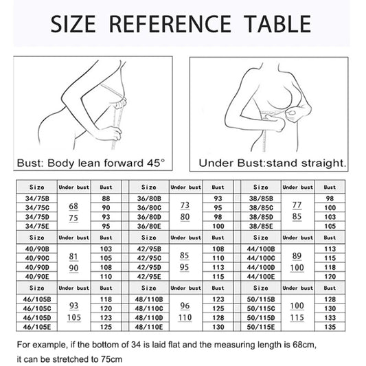 Size reference chart for clothing with measurements in centimeters