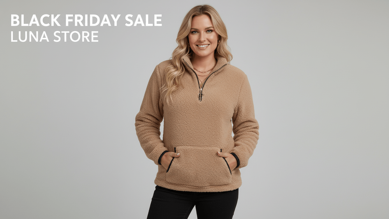 Premium Cozy Fleece Quarter-Zip Sweatshirt - Plus Size Comfort & Style