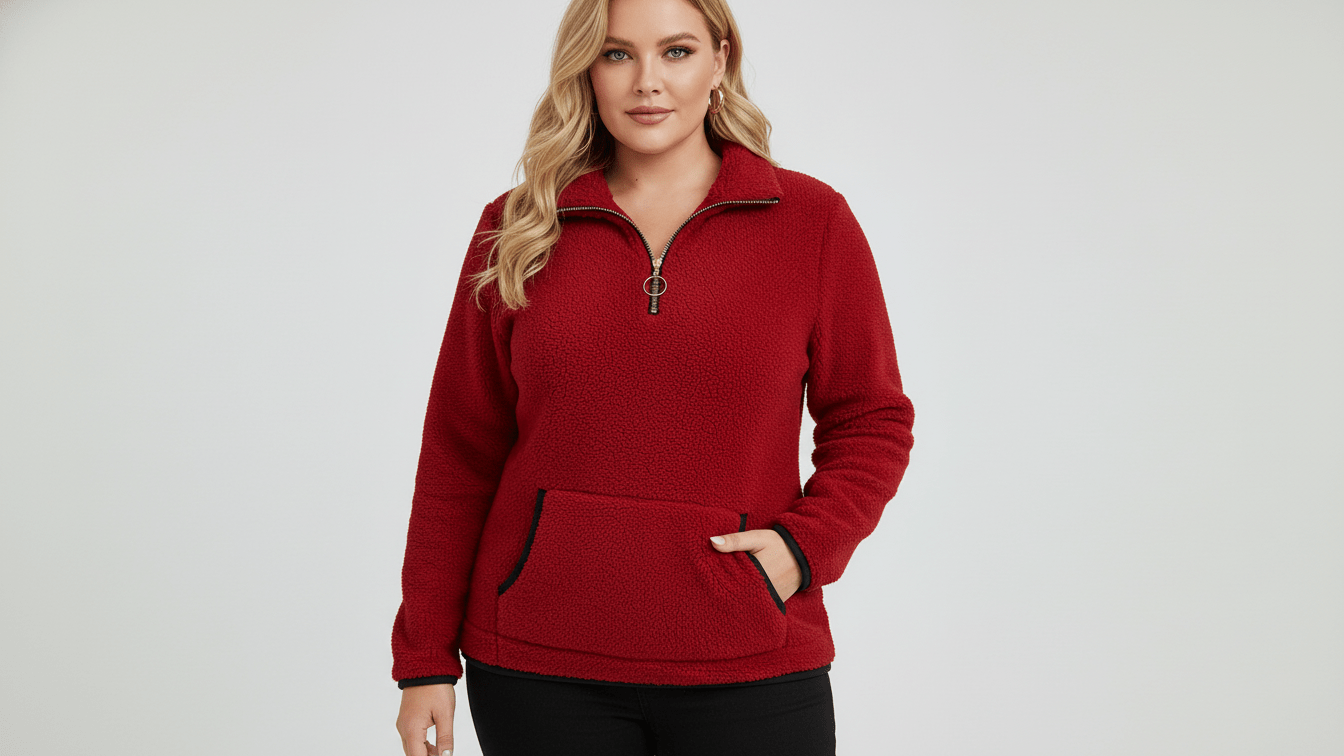 Premium Cozy Fleece Quarter-Zip Sweatshirt - Plus Size Comfort & Style