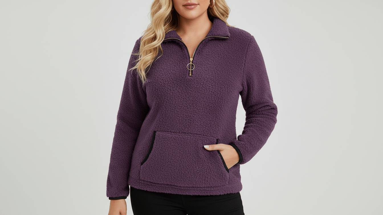 Premium Cozy Fleece Quarter-Zip Sweatshirt - Plus Size Comfort & Style