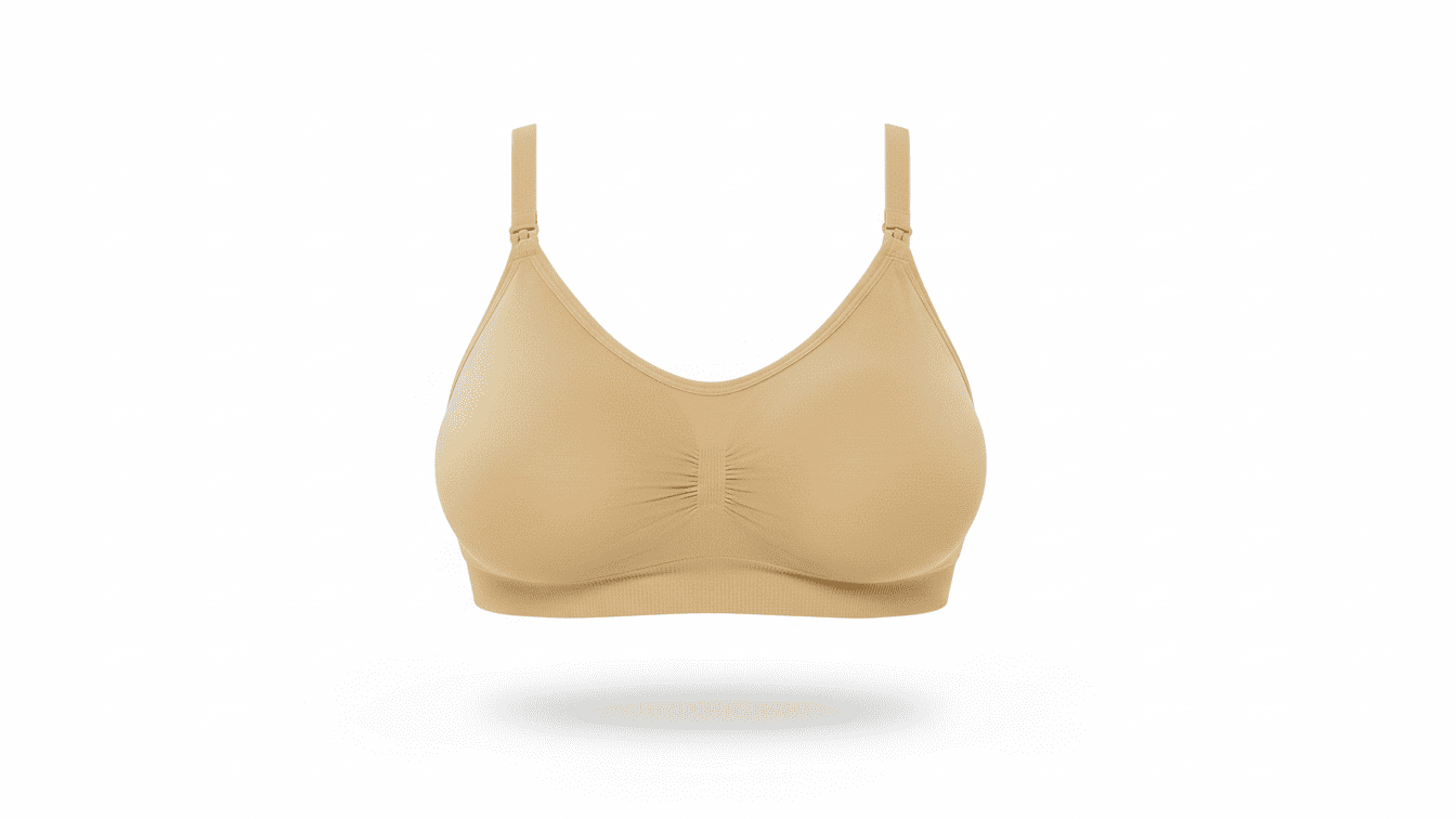 Beige bra on a white background
