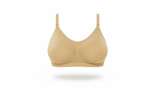 Beige bra on a white background