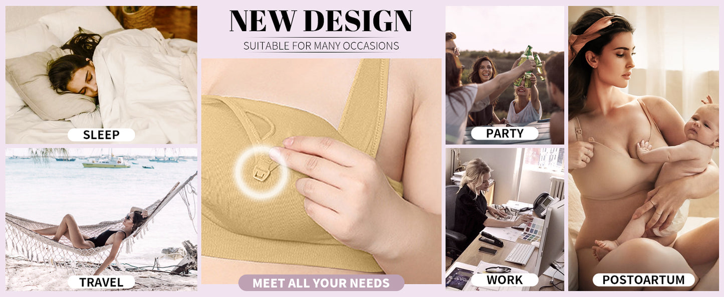 Product advertisement with images of people in various scenarios and a close-up of the product.
